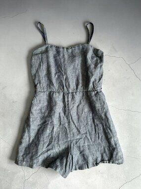 CYNTHIA ROWLEY Blue Gray 100% Linen Romper Size US 8
